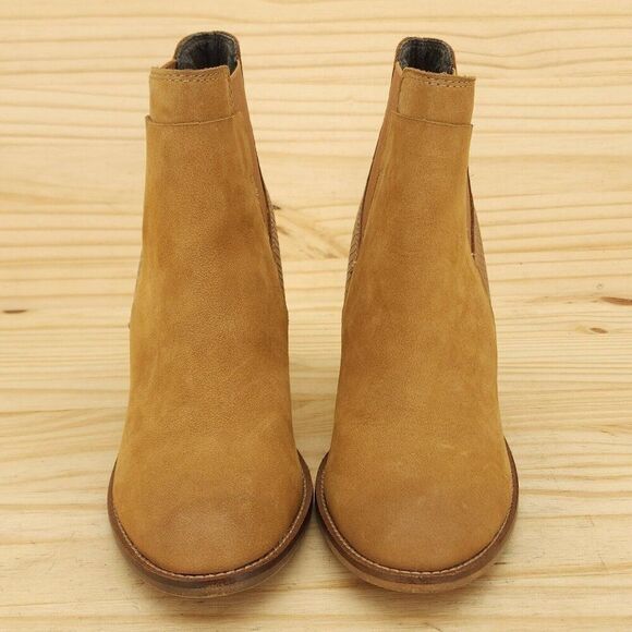 Aldo Womens Boots Sz 7.5 Brown Leather Stacked Heel Chelsea Booties Western Boho - Picture 2 of 9